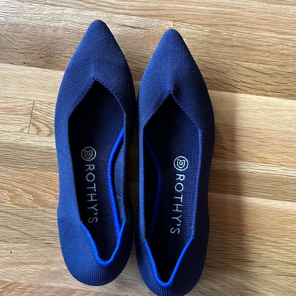 Rothy’s The Point Navy Blue Flat New Condition